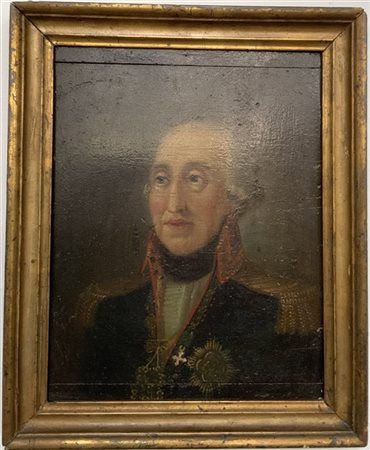 Ignoto "Ritratto di ufficiale" dipinto ad olio su tavola (cm 31,5x25) In cornic