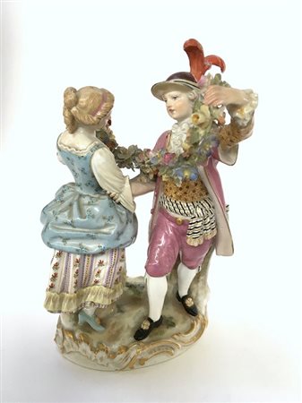 Manifattura di Meissen, prima meta del secolo XIX, "Figure danzanti" gruppo in