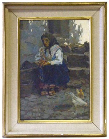 Pietro Verzetti "La peccatrice di Valle d'Aosta" olio su compensato (cm 50x35) F