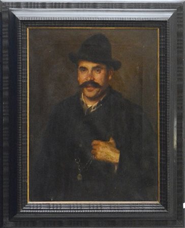 Giovanni Pezzotta "Ritratto virile" olio su tela (cm 80x62) Firmato e datato '76