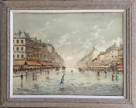 Ignoto XX Secolo "Parigi" olio su tela (cm 60x80) Firmato in bassoa sinistra. I