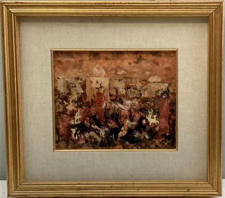 Luigi Crippa "Bozzetto di battaglia" 1940, tecnica mista su carta (cm 25x20) Al