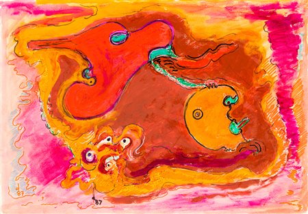 GILLO DORFLES (1910-2018) - Due esseri a quattro occhi, 1987