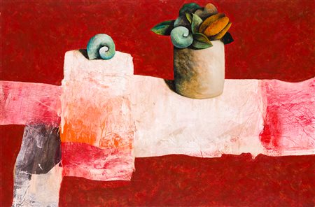 MARCELLO MALANDUGNO (1965) - Interno rosso con frutti e lumaca, 2004