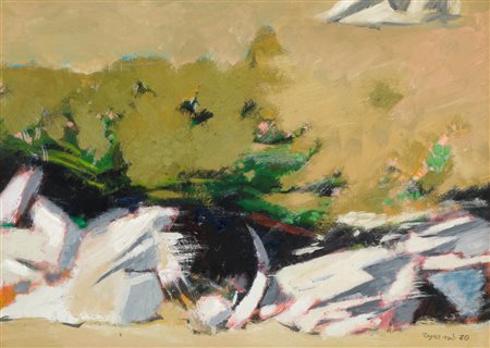 GIOVANNI REPOSSI (1929-2012) - Paesaggio con rocce, 1970