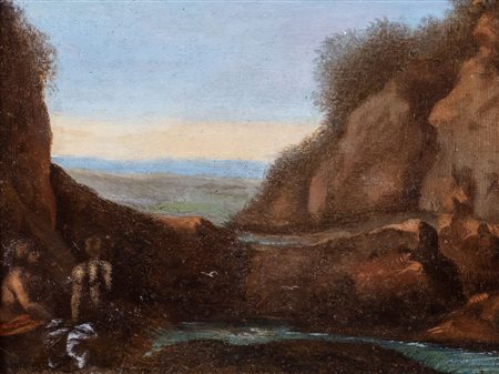 Pittore olandese attivo a Roma, inizi secolo XVII - Paesaggio con bagnanti