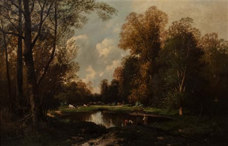 Scuola europea, secolo XIX - Paesaggio boschivo