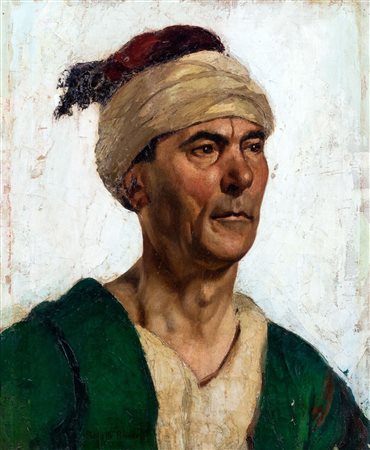 Pieretto Bianco Bortoluzzi (Trieste 1875-Bologna 1937)  - Ritratto di uomo con turbante