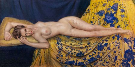 Gustave Brisgand (Parigi  1867-Saint-Mandé 1944)  - Nudo di donna distesa