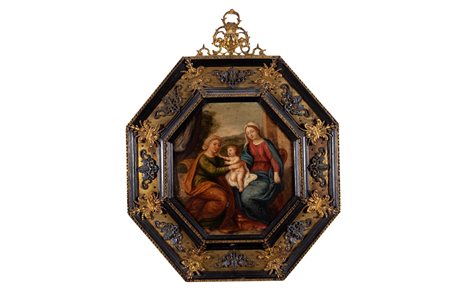 Scuola romana, seconda metà del secolo XVII - Madonna con Bambino e una Santa