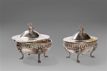 Coppia di zuccheriere in argento, Genova inizi secolo XIX