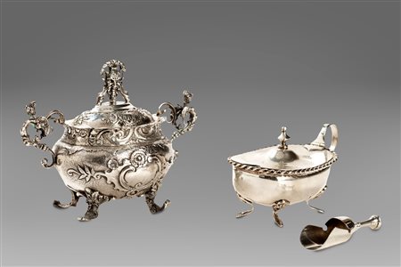 Due zuccheriere in argento, inizi secolo XX