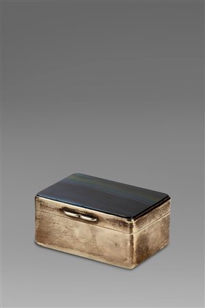 Scatola in argento, coperchio in agata azzurra, Inghilterra secolo XX