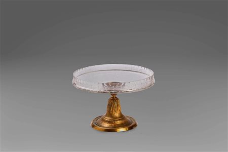 Alzatina in vetro con base in bronzo dorato