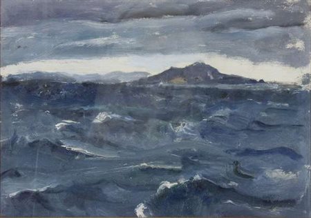 Neno Mori Isola greca, 1933 olio su tavola, cm. 22x30 Firma in basso a dx Sul...