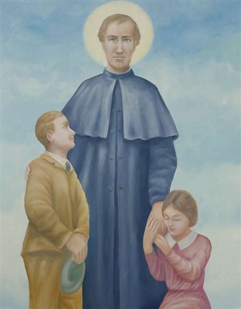 Gian Marco Montesano Don Bosco (Le coeur de l'Art est catolique), 1980 olio...