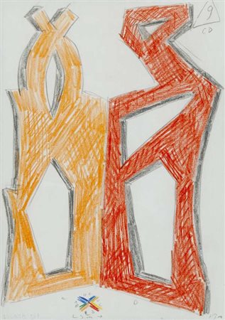 Riccardo Licata Senza titolo, 1999 pastelli su carta dipinta fronte e retro,...