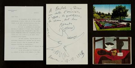Renato Guttuso Senza titolo lotto unico composto da 2 cartoline, una lettera...