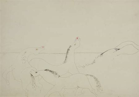 Marcello D'Olivo Senza titolo tecnica mista su carta fabriano, cm. 70x100...