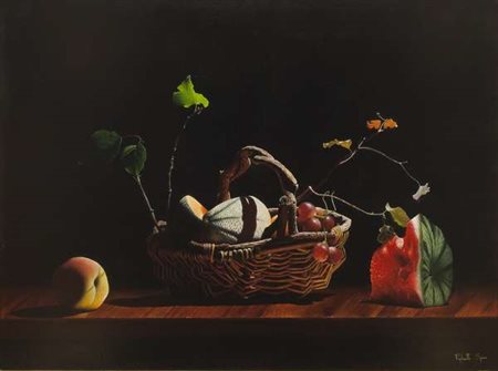 Raphaella Spence Ribbon of thought, 2001 olio su tela, cm. 120x90 Firma in...