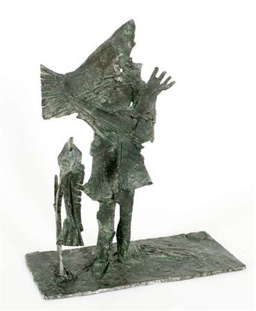 Tito Amodei Bambina con pesci, anni '60 scultura in bronzo,es 4/9, cm....