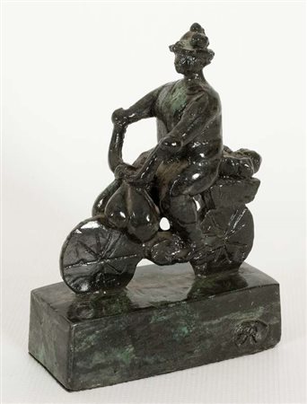 Fritz Roed Bicicletta scultura in ceramica, cm. 16x11x5 Firma sulla base