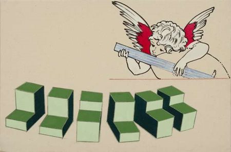 Renato Mambor Il suono dell'Angelo tecnica mista su tela, cm. 40x60 Firma sul...