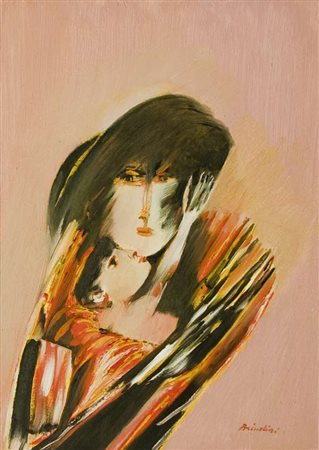 Remo Brindisi Maternità, 1975 olio su tela, cm. 70x50 Firma in basso a dx...