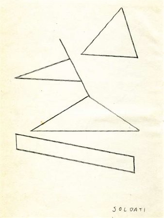 Atanasio Soldati Senza titolo matita su carta, opera fronte e retro, cm....