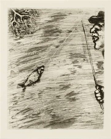 Marc Chagall Le petit poisson et le pecheur, 1927/1930 acquaforte originale,...