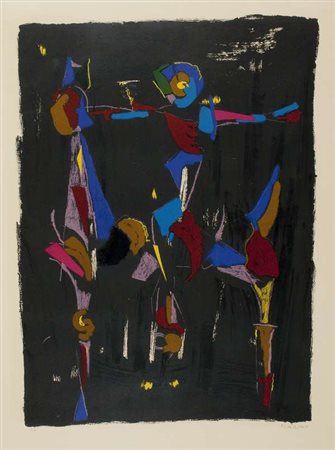 Marino Marini Bunter Reiter I, 1975 litografia,es. p.a., cm. 93x67 Firma in...