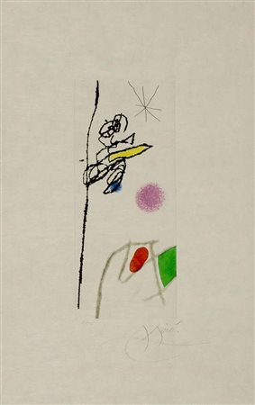 Juan Mirò Le Rossignol effronte, 1972 acquatinta su carta japan,es. 31/50,...