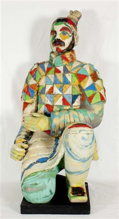 Sandro Chia Senza titolo scultura in legno dipinto, cm. 125x60x70 Firma sulla...