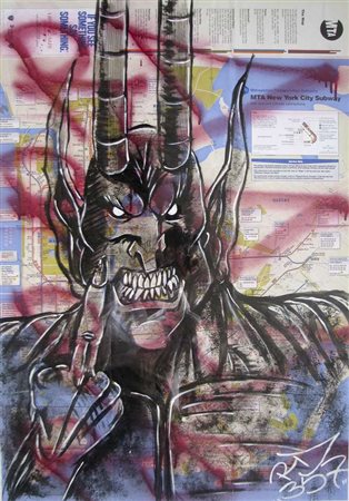 RD357 Devil givin the middle finger pittura e spray su mappa della...