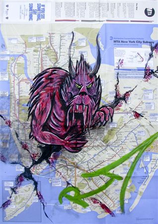 RD357 Monster busting threw the map pittura e spray su mappa della...