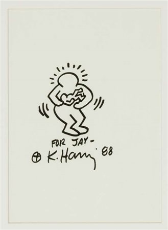 Keith Haring Senza titolo, 1988 inchiostro su carta, cm. 28x20 Firma in basso...