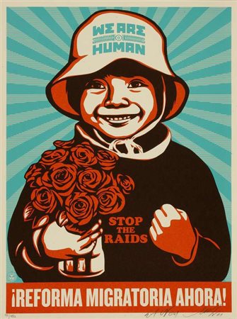 Shepard Fairey Reforma migratoria ahora!, 2004 serigrafia,es. 93/450, cm....