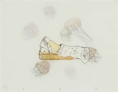 Avish Khebrehzadeh Sleeping woman and Jellyfish, 2007 resina e pastello a...