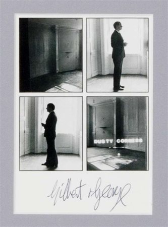 Gilbert & George Dusty corner n.6, 1975 postcard, cm. 15x10 Firma in basso al...