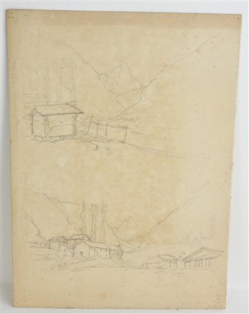 Edoardo Rubino PAESAGGI ALPINI matita su carta, cm 34x24 L'opera presenta...