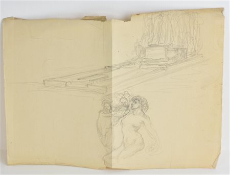 Edoardo Rubino SENZA TITOLO matita su carta, cm 23x33 sul retro: schizzo a...