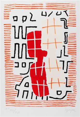 Giuseppe Capogrossi (Roma 1900-1972)  - Composizione rossa, 1966