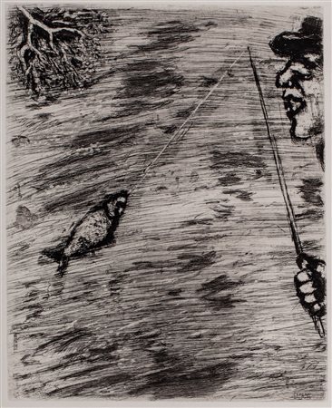 Marc Chagall (Lezna 1887-Saint Paul de Vence 1985)  - Les petit poisson et le pecheur, 1927 / '30