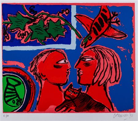 Corneille (Guillaume Cornelis Van Beverloo, Liegi 1922-Auvers-sur-Oise 2010)  - Faccia a faccia, 1996