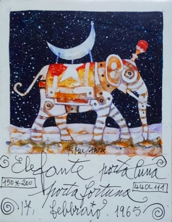MUSANTE FRANCESCO Genova 1950 “L’elefante porta la luna, porta fortuna” 