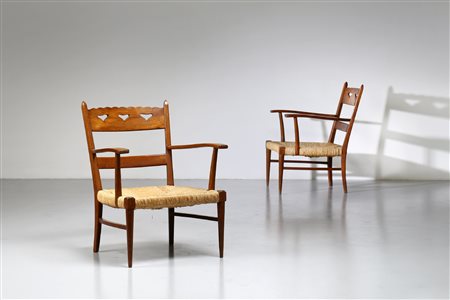 BUFFA PAOLO (1903 - 1970) - (attribuito) Coppia di poltrone anni '30. .