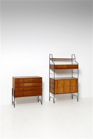  ISA BERGAMO - Mobile da soggiorno con comò anni '50.