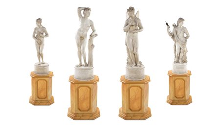 Quattro sculture neoclassiche in gesso - "raffiguranti Amore, Psiche, Apollo...