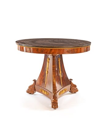 Tavolo in mogano d'epoca Impero, Francia XIX secolo - con piano circolare in...