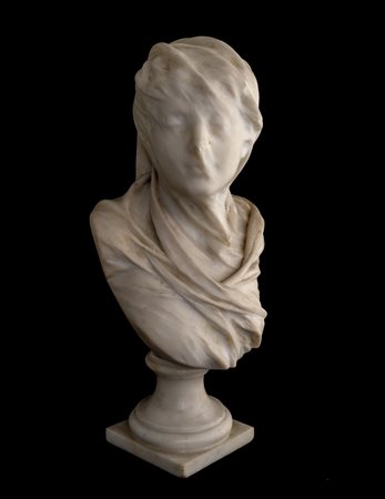 Busto di donna con volto velato - Firmata Madrassi Paris sul taglio della...